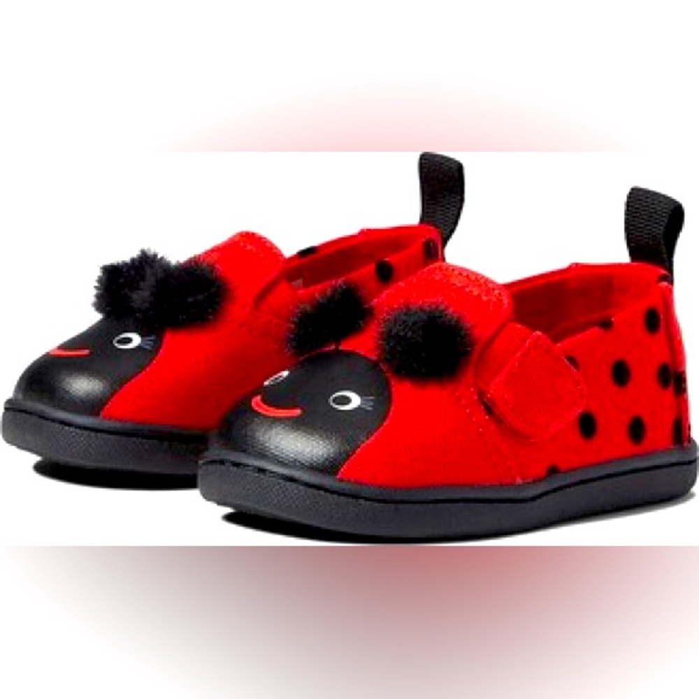 TOMS NIB TODDLER LADYBUG FLATS SIZE 4